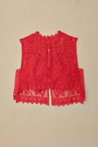 Top sans manches en dentelle - Rouge