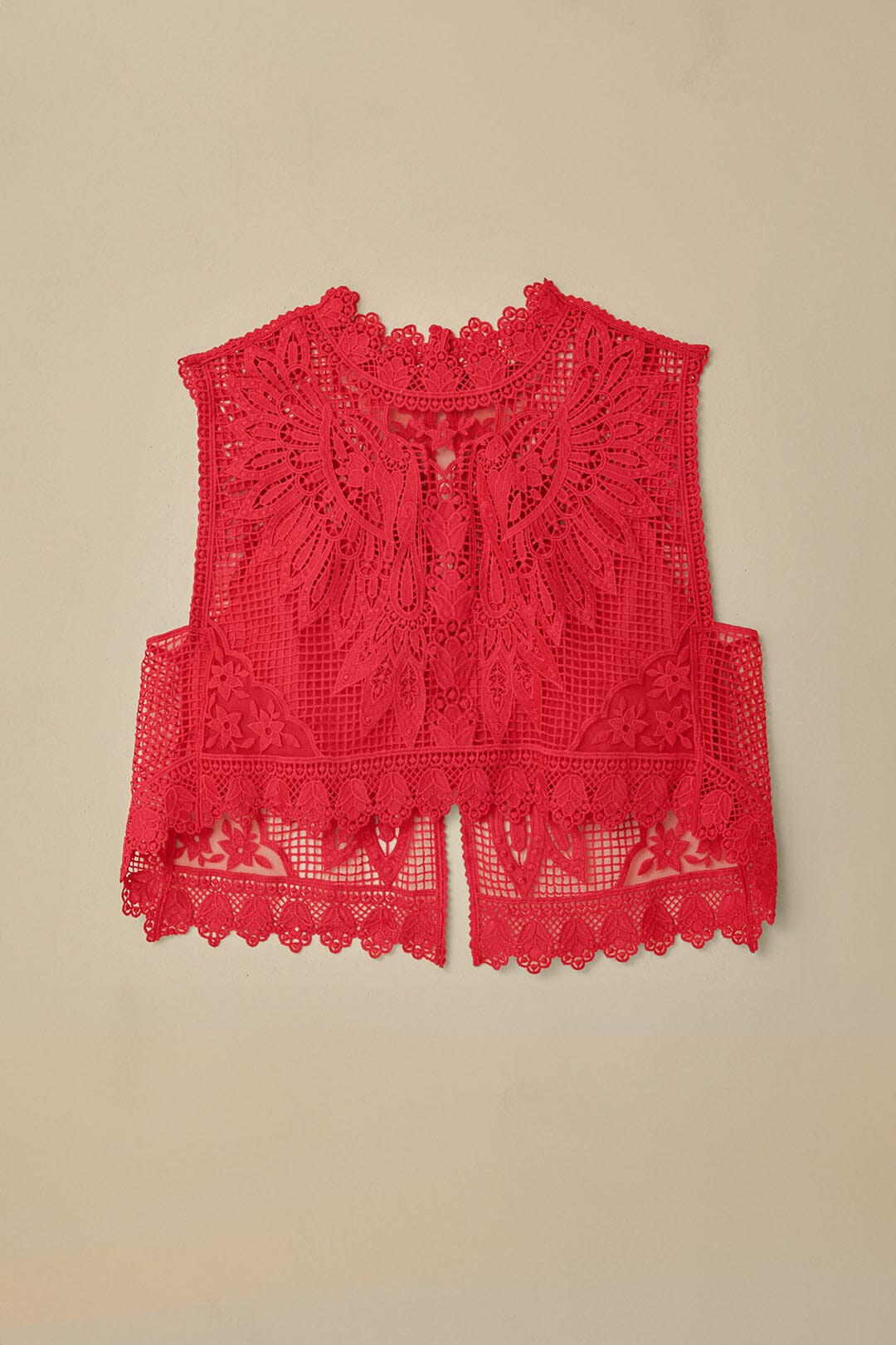 Top sans manches en dentelle - Rouge