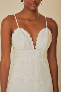 Robe midi à bretelles Laise en coton - Blanc