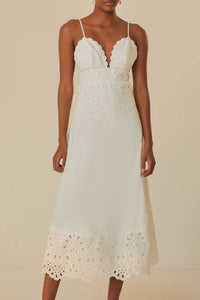 Robe midi à bretelles Laise en coton - Blanc