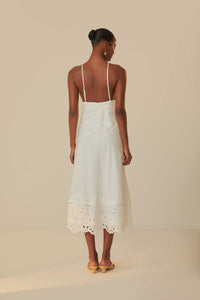 Robe midi à bretelles Laise en coton - Blanc