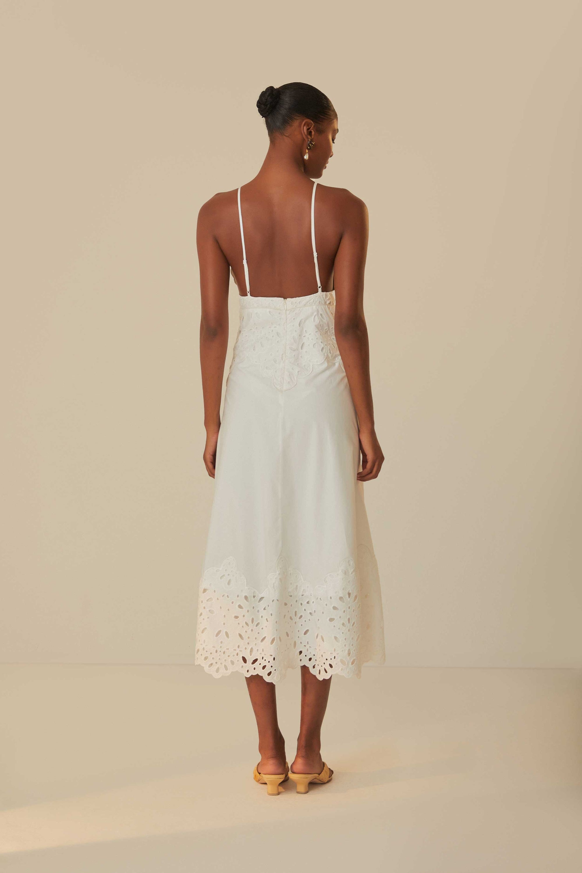 Robe midi à bretelles Laise en coton - Blanc