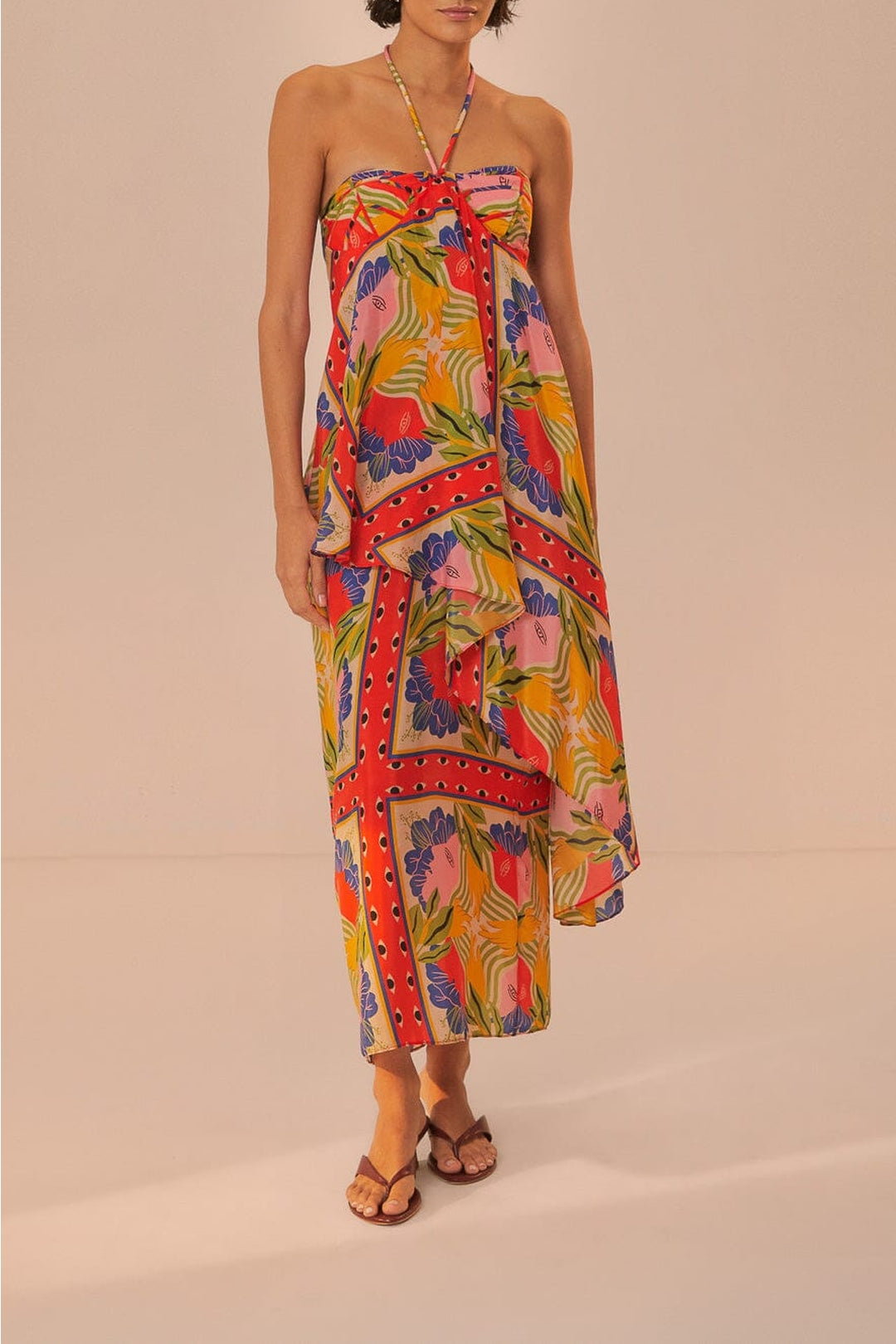 Robe longue à bretelles - Rouge