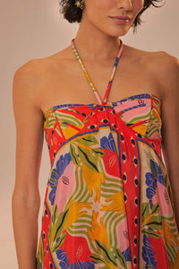 Robe longue à bretelles - Rouge