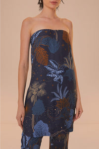 Blouse Night Jungle sans manches - Bleu