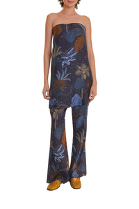 Blouse Night Jungle sans manches - Bleu