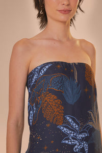 Blouse Night Jungle sans manches - Bleu