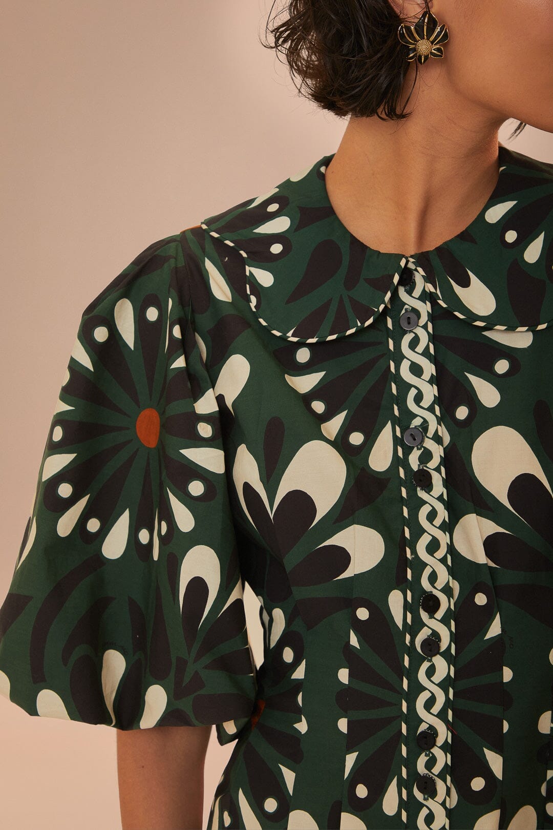 Robe courte manches courtes - Vert