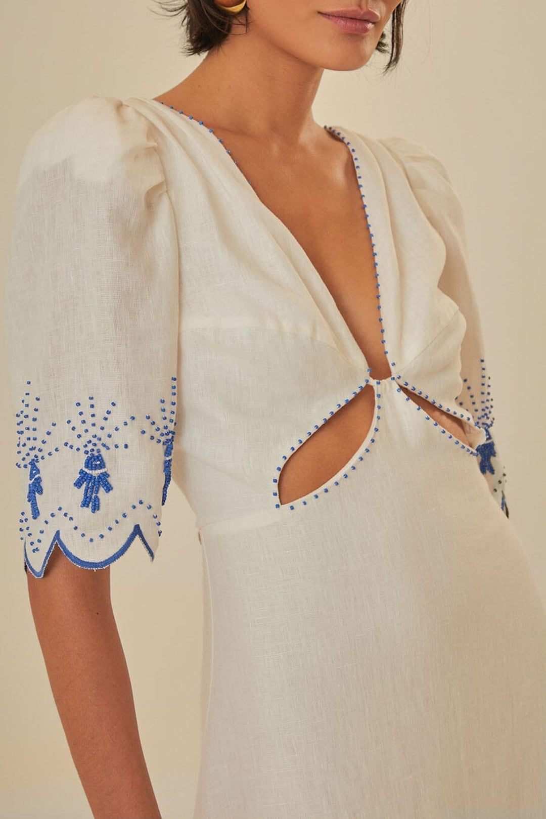 Robe longue Sea Of Fish en lin - Blanc