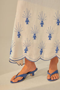 Robe longue Sea Of Fish en lin - Blanc