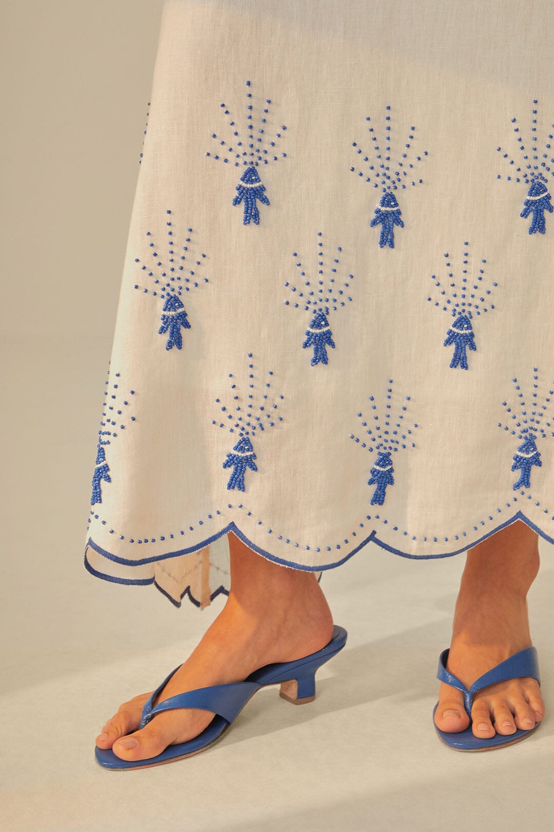 Robe longue Sea Of Fish en lin - Blanc