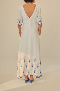 Robe longue Sea Of Fish en lin - Blanc