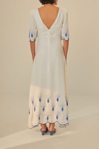 Sea Of Fish Off White Robe midi - Sea Of Fish Off White