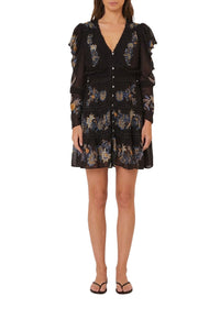 Robe midi Jardinière à manches courtes - Noir