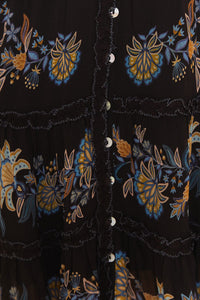 Robe midi Jardinière à manches courtes - Noir