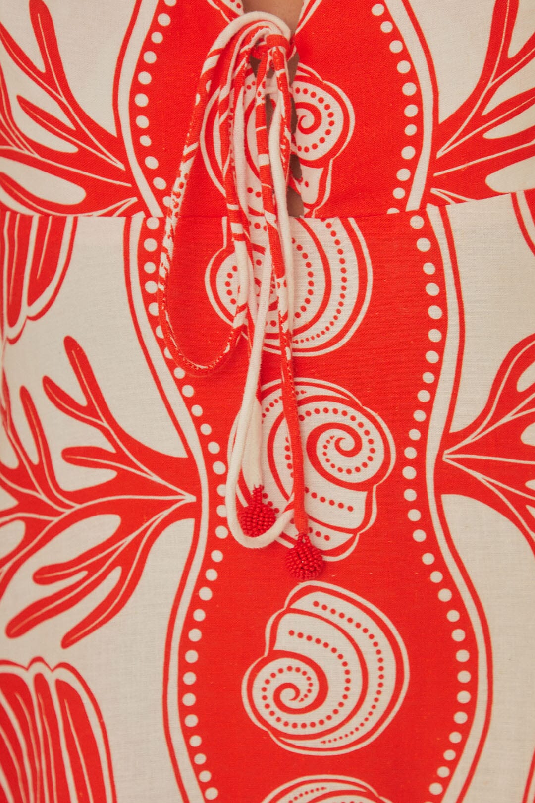 Ainika Linen Coquillage Maxi Dress - Red