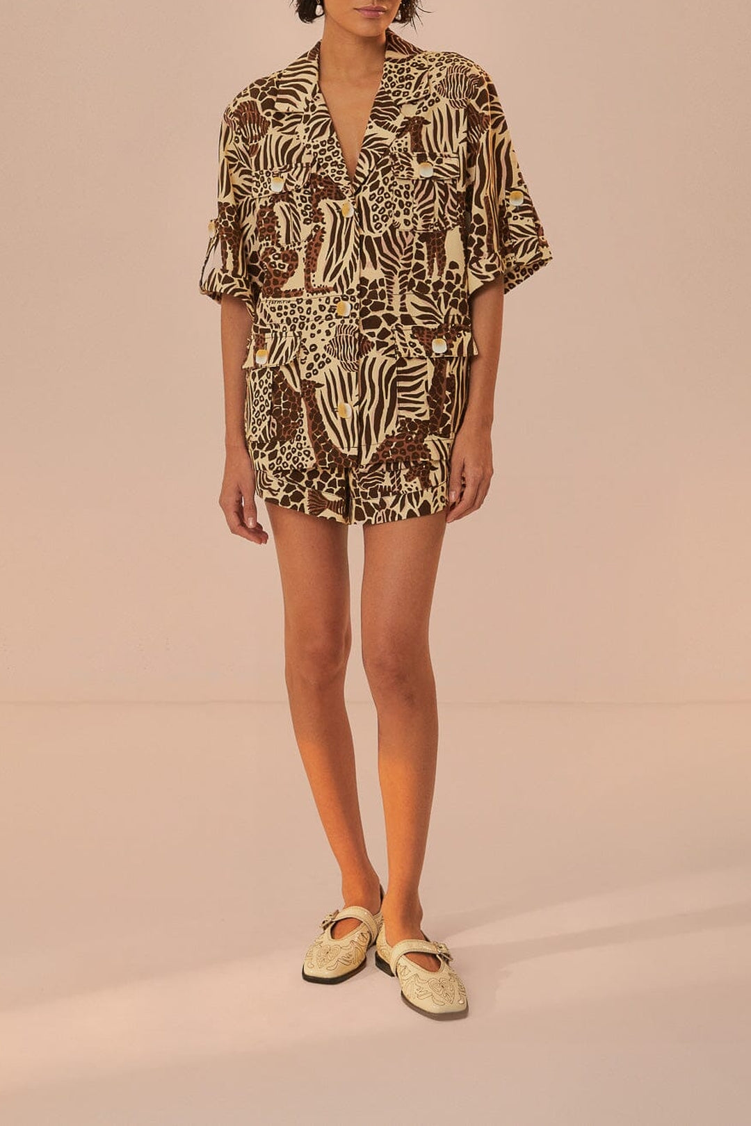 Chemise Safari Sand en coton - Marron