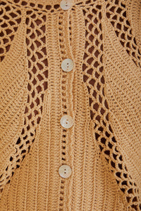 Cardigan crocheté à fleurs - Beige