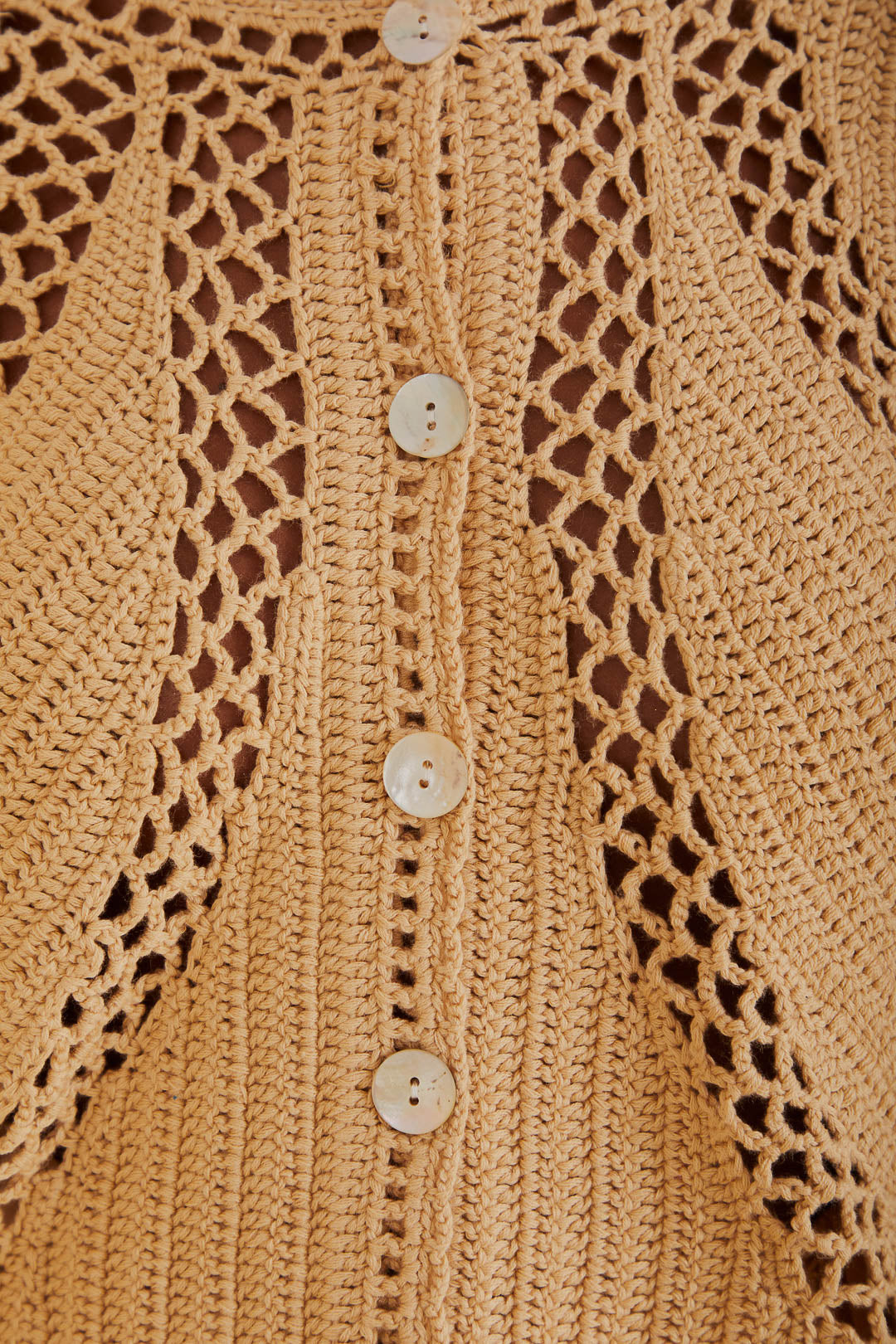 Cardigan crocheté à fleurs - Beige