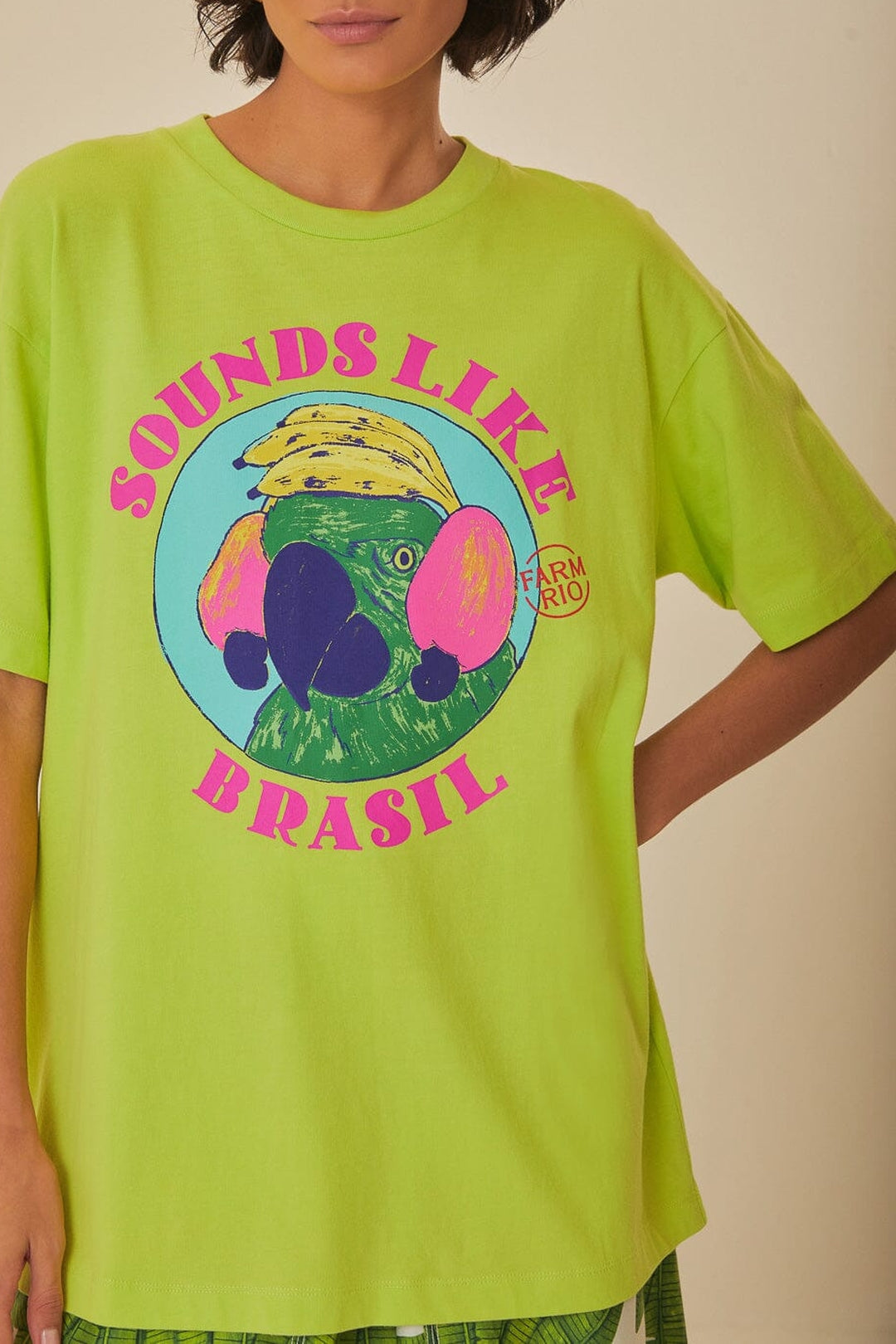 MEDIA OFF LINE_T-shirt ample Sounds Like Brasil en coton - Vert