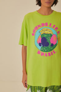 MEDIA OFF LINE_T-shirt ample Sounds Like Brasil en coton - Vert