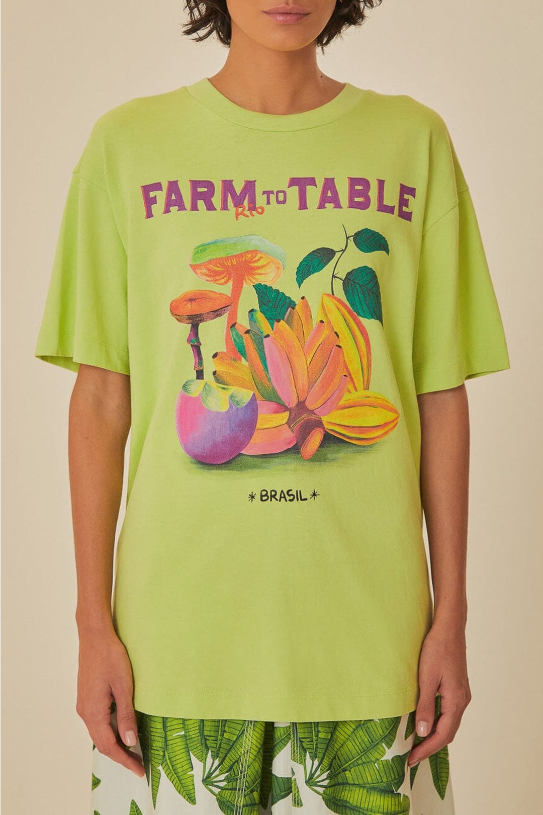Loose cotton Farm to Table T-shirt - Green