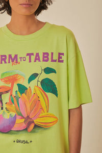 Loose cotton Farm to Table T-shirt - Green