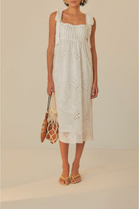 Robe midi à nœud - Blanc