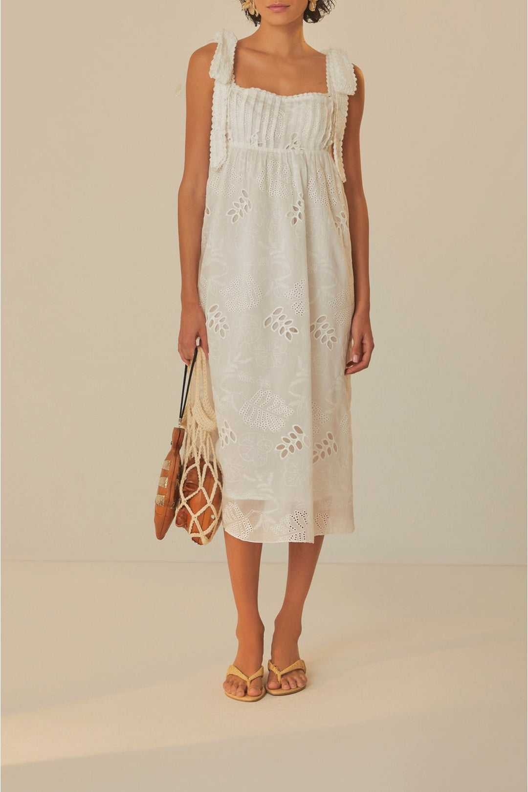 Robe midi à nœud - Blanc