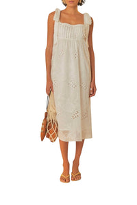 Robe midi à nœud - Blanc