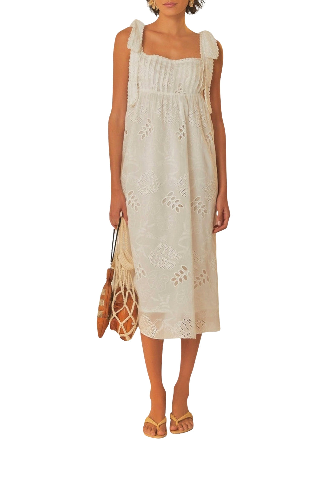Robe midi à nœud - Blanc