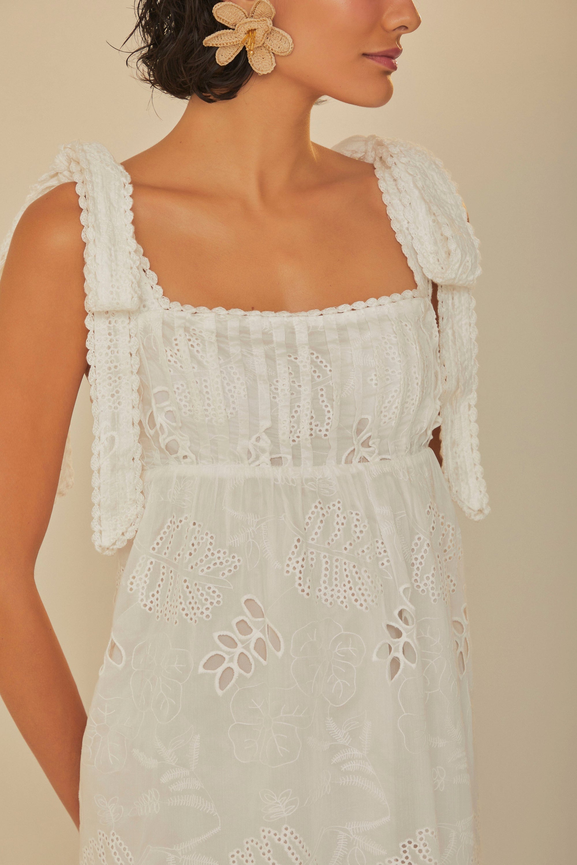 Robe midi à nœud - Blanc