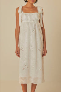 Robe midi à nœud - Blanc