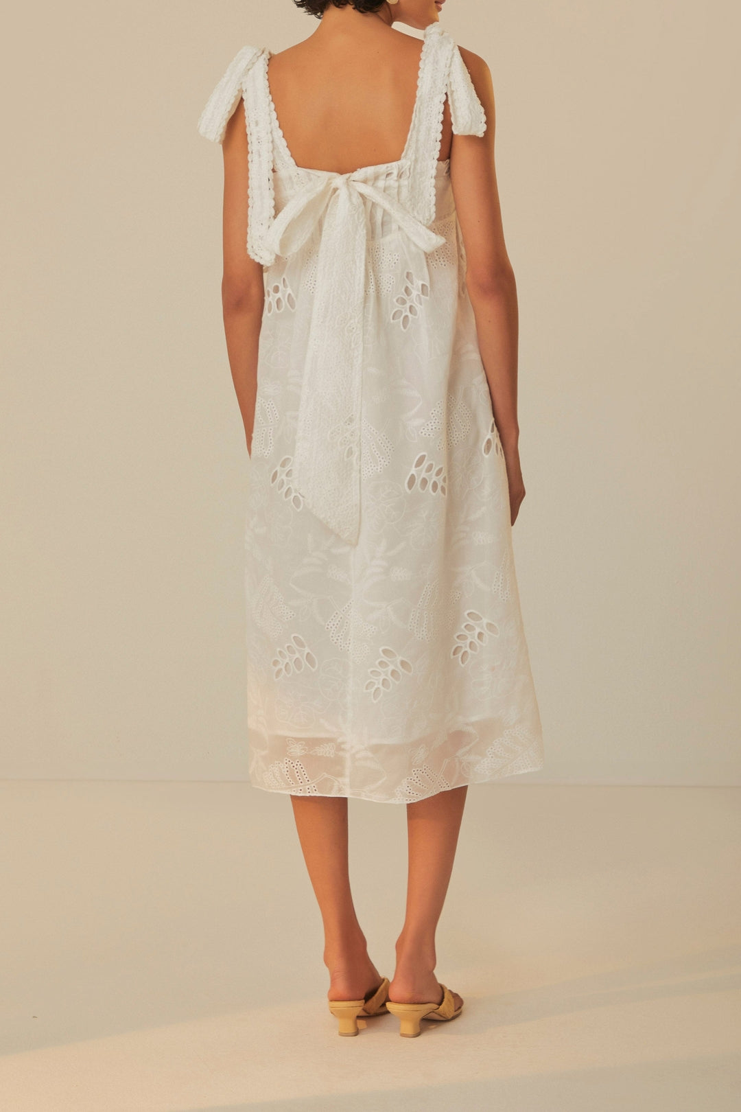 Robe midi à nœud - Blanc
