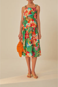 Robe midi à bretelles Tropicart en coton - Vert