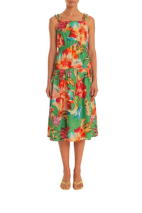 Robe midi à bretelles Tropicart en coton - Vert