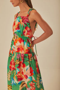 Robe midi à bretelles Tropicart en coton - Vert