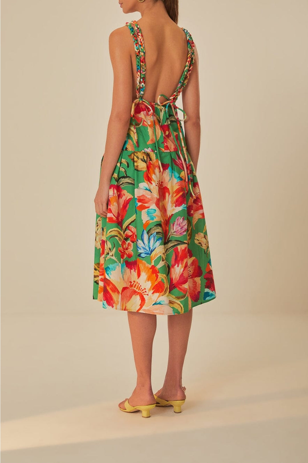 Robe midi à bretelles Tropicart en coton - Vert