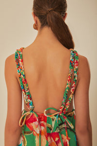Robe midi à bretelles Tropicart en coton - Vert