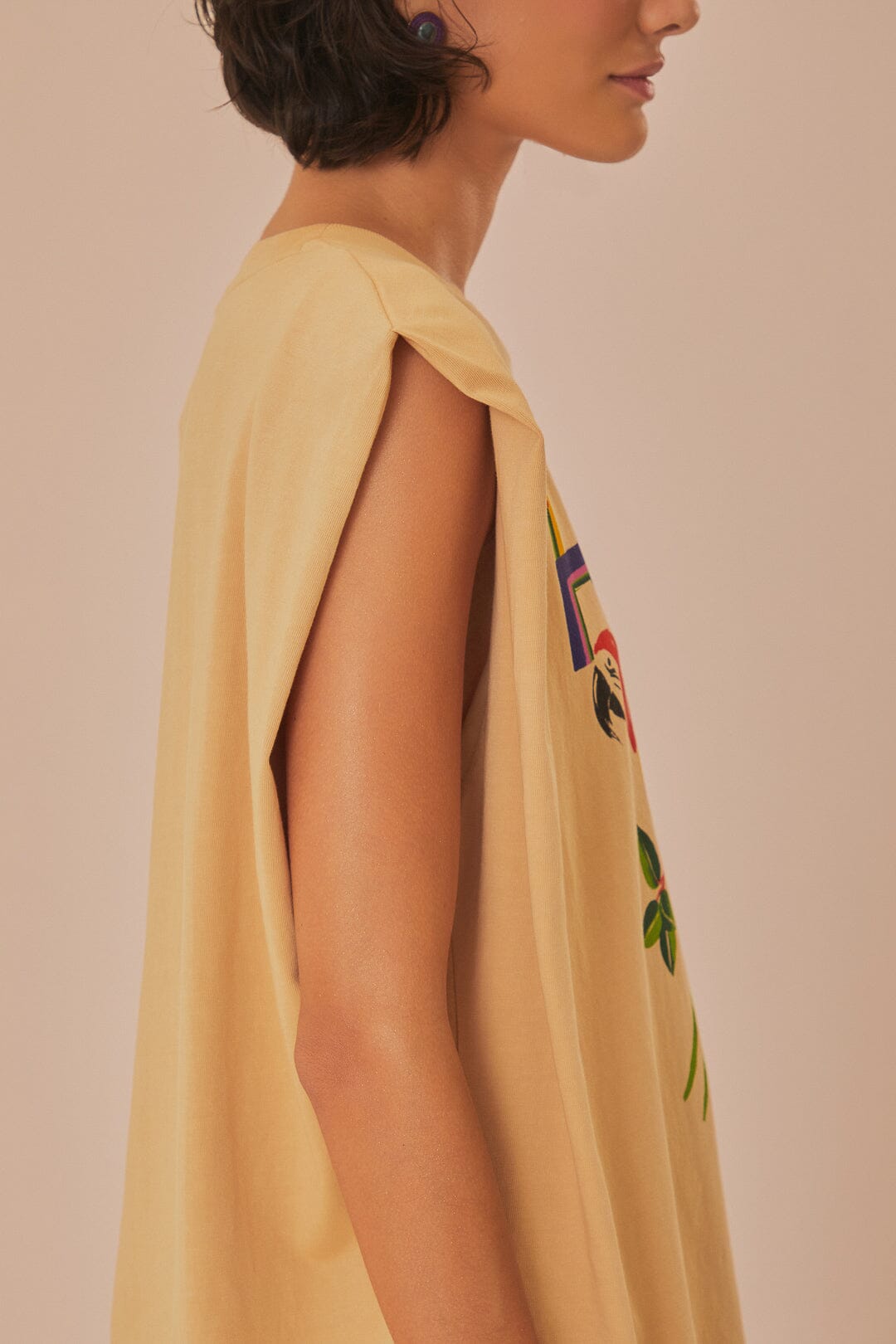 T-shirt Rio épaulettes en coton - Beige
