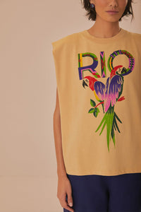 T-shirt Rio épaulettes en coton - Beige