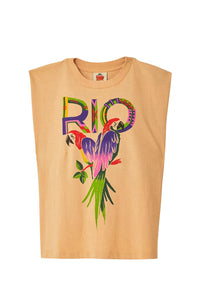 T-shirt Rio épaulettes en coton - Beige