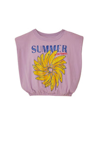 T-shirt Summer In The Tropics à épaulettes en coton - Violet