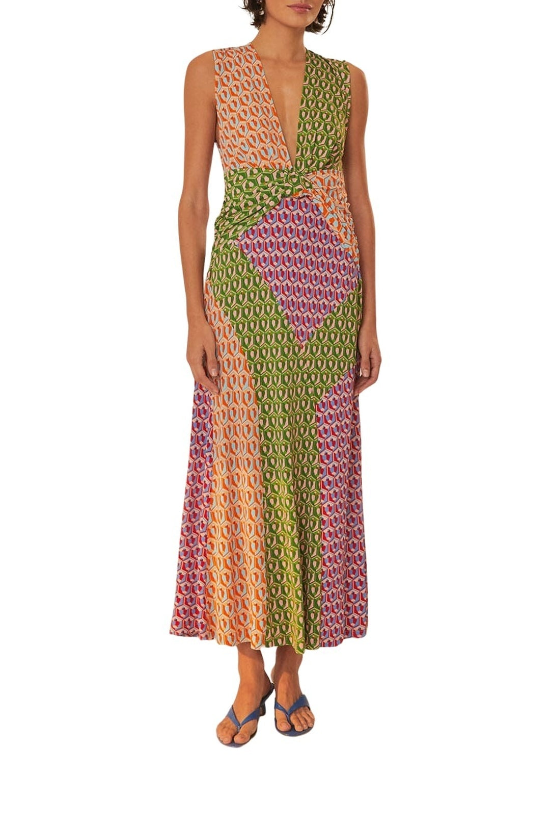 Long knotted dress Cashew - Multicoloured