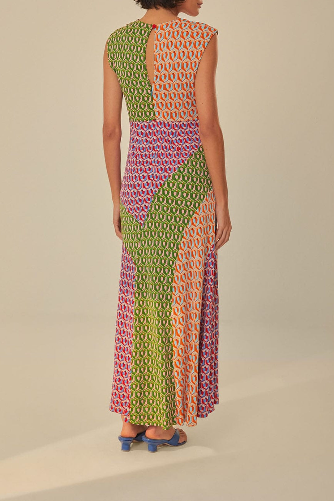 Long knotted dress Cashew - Multicoloured