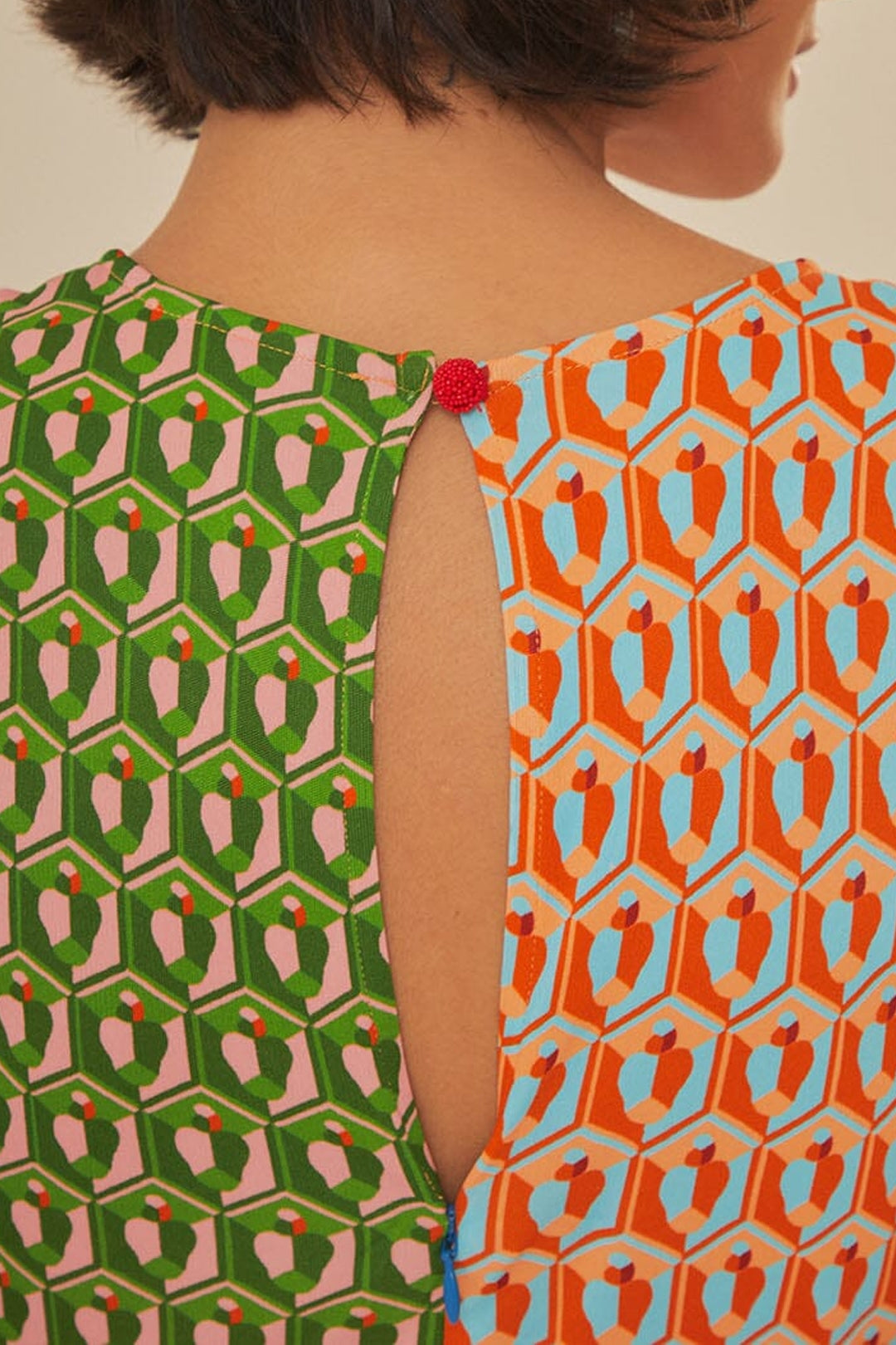 Long knotted dress Cashew - Multicoloured