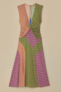 Long knotted dress Cashew - Multicoloured