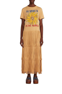 Robe longue à franges Summer In The Tropics en coton - Beige