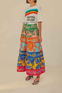 Garden Lace long skirt with cotton ruffles - Multicolour