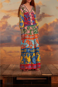 Garden Lace long skirt with cotton ruffles - Multicolour